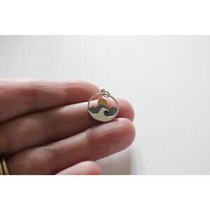 Silver Mountain and Ocean Charm with Bronze Sun Pendant